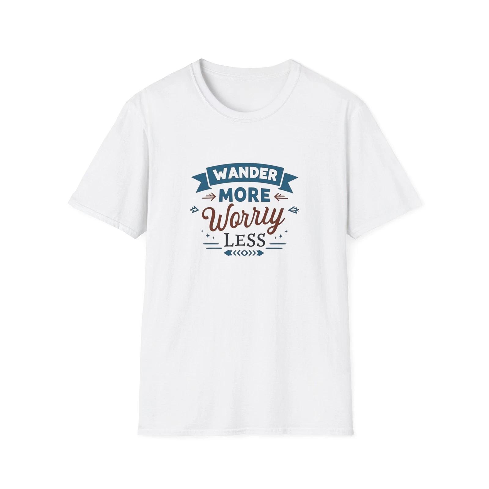 Wander More Worry Less T-Shirt | Travel Quote Tee XL