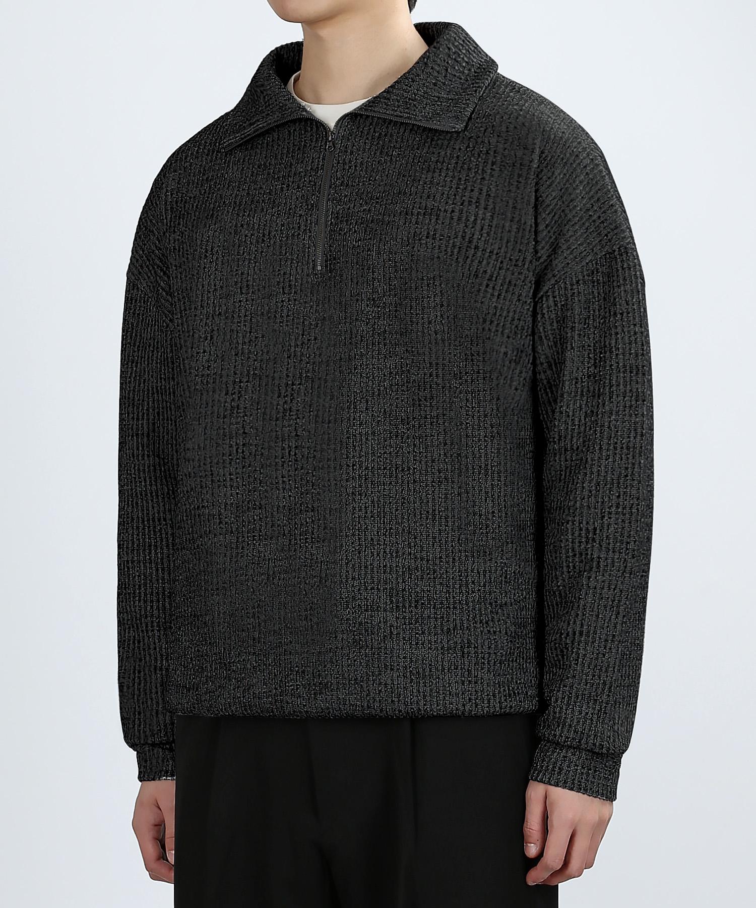Berry Vein Ravine Tex Zip-Up Knit (Dark Gray) L