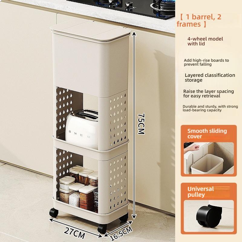 3 Layers Durability Plastic Waste Container with Modern Look Feet Wheel Perfect for Household Cleanliness Various Indoor Space