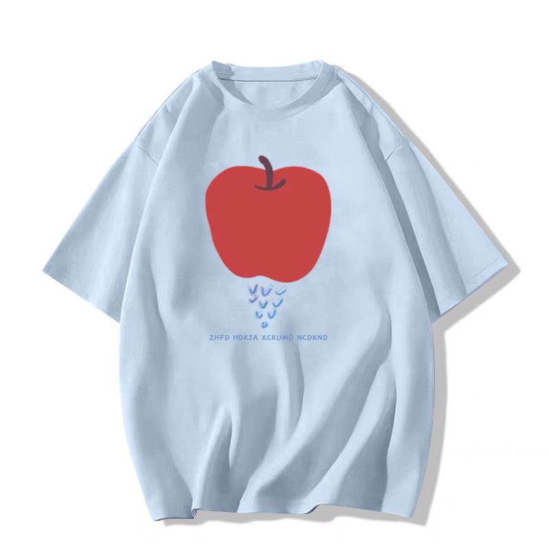 

Корейская серая хлопковая женская футболка с коротким рукавом - Лето 2025 Дизайн свободного кроя 3XL светло-синий