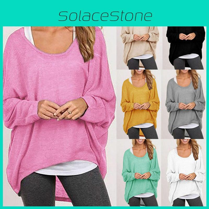 Elegant Women Plus Size Long Sleeve Pullover T-shirt With Loose Baggy Casual Fit