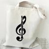 Music Heartbeat Printed Canvas Bag Shoulder Bag Folding Bag Handheld Shopping Bag Large Capacity Durable Eco Friendly Bag