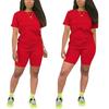 Women's 2 Piece Casual Sports Solid Color Suit Short Sleeve Top And Pants Set