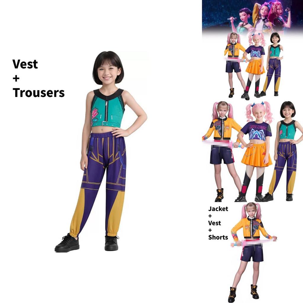 Kpop Dämonenjäger Rumi Mira Zoey Cosplay Kleid für Kinder Halloween Party Kostüme