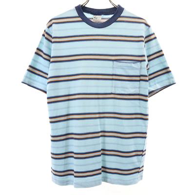 K Mart 70s 80s Vintage Border Pattern Short Sleeve T-shirt Blue Poke T Men's Used