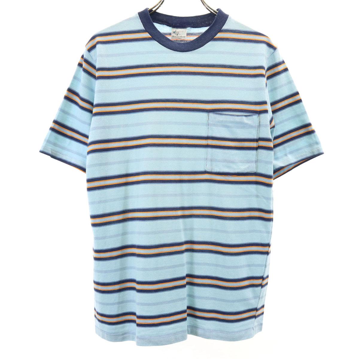 

K mart 70-е 80-е винтажная футболка с узором по краю, с коротким рукавом, синяя, с покемоном, мужская, б/у