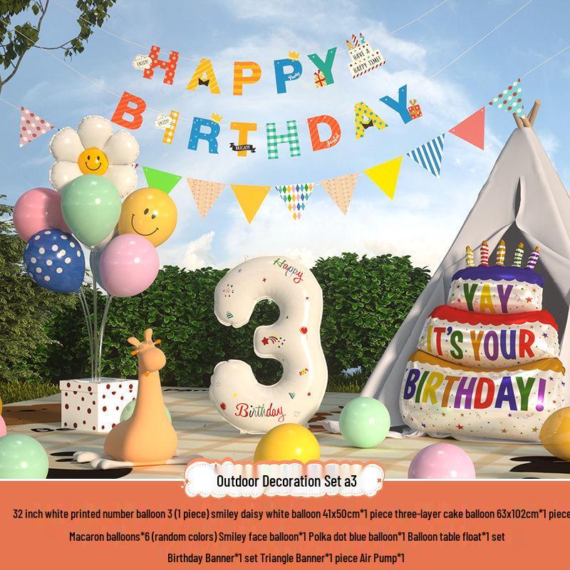 Xiaohongshu První narozeninová kempingová párty Balónky a banner pro děti