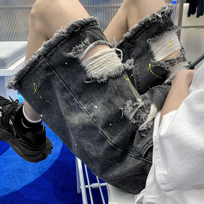 Men's Trendy Ripped Denim Shorts - Summer Casual High-End Five-Point Pants