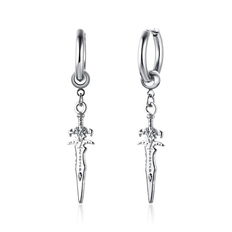 Stainless Steel Four Pointed North Star Huggie Hoops Earrings for Men Piercing or No Piercing Cross Jewelry Gift for Her Him