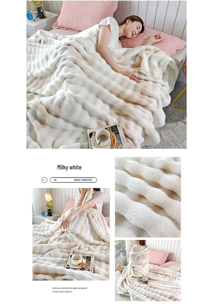 Cross-border Tie-dye Ink Painting Fleece Blanket - Large Bubble Air Conditioning Shawl
