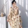 Retro style floral nightdress with chest pad women's summer thin anti-bumping loose large size can be worn outside loungewear skirt