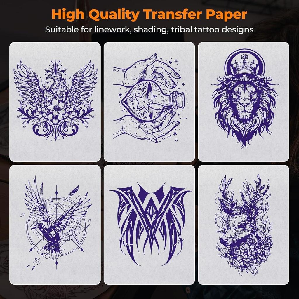Hojas de Papel de Transferencia para Tatuajes Papel para Esténcil de Tatuajes Tamaño A4 4 Capas Papel de Calco para Tatuajes DIY Kit de Tatuaje Suministros para Tatuajes