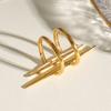 Stainless Steel Vintage 18K Gold Plated Parallel Double Line Hollowed Out Open End Ring Women Anti Allergic Charm Daily Jewelry