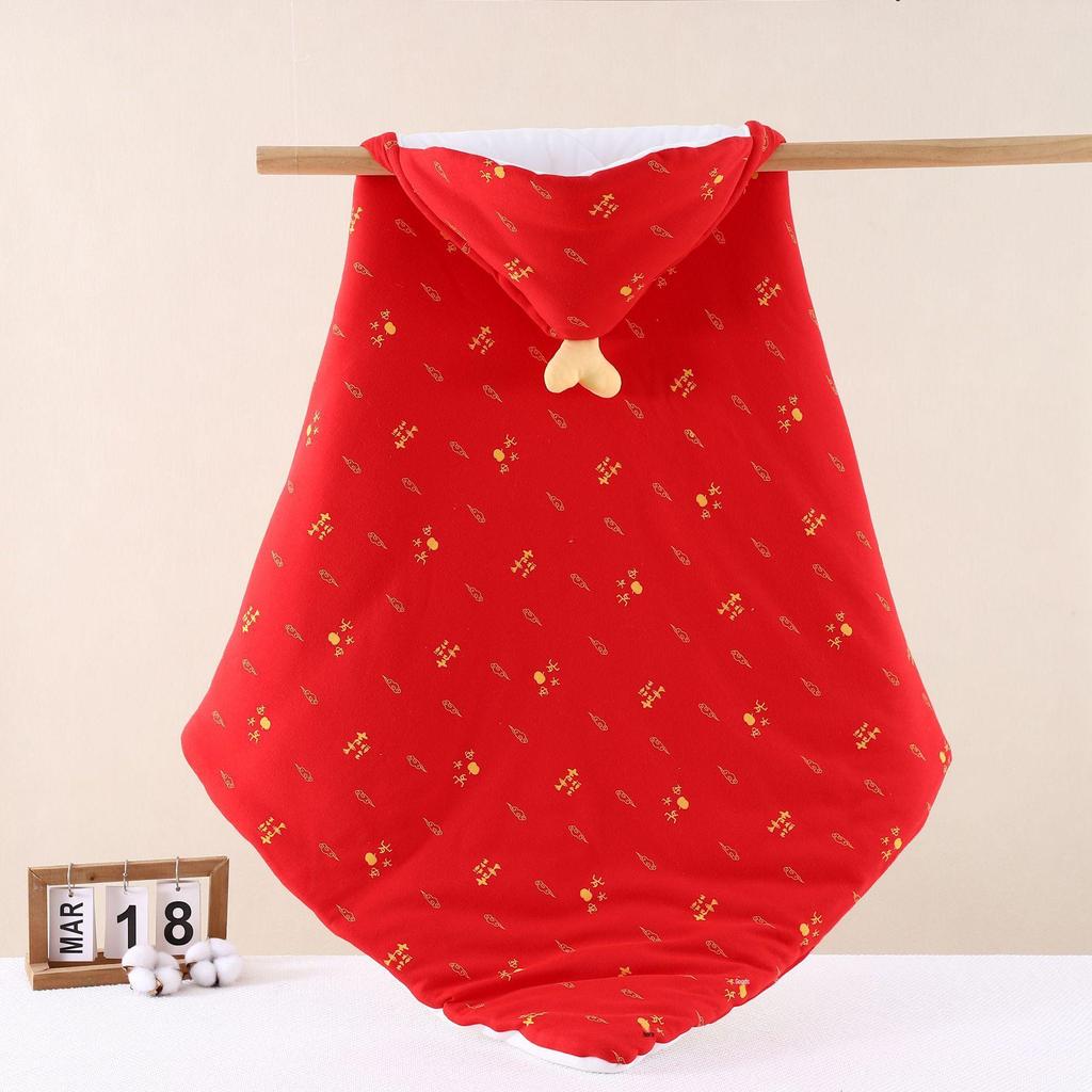 Red Pure Cotton Newborn Swaddle Blanket - Skin-friendly, Washable with Tie
