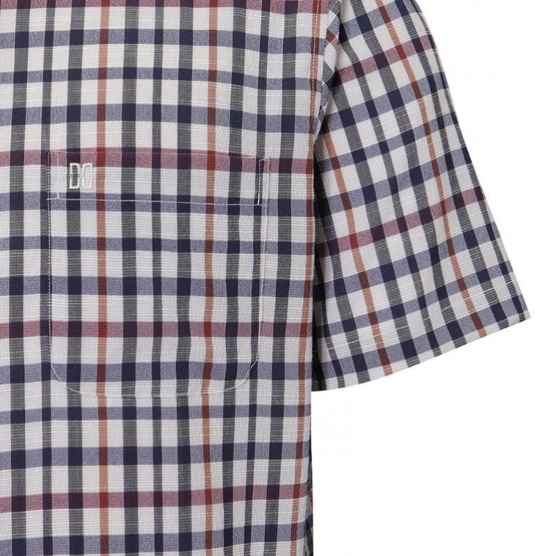 Daks Wool Blend House Check Summer Short Sleeve Regular Fit Casual Shirt Dms1shc