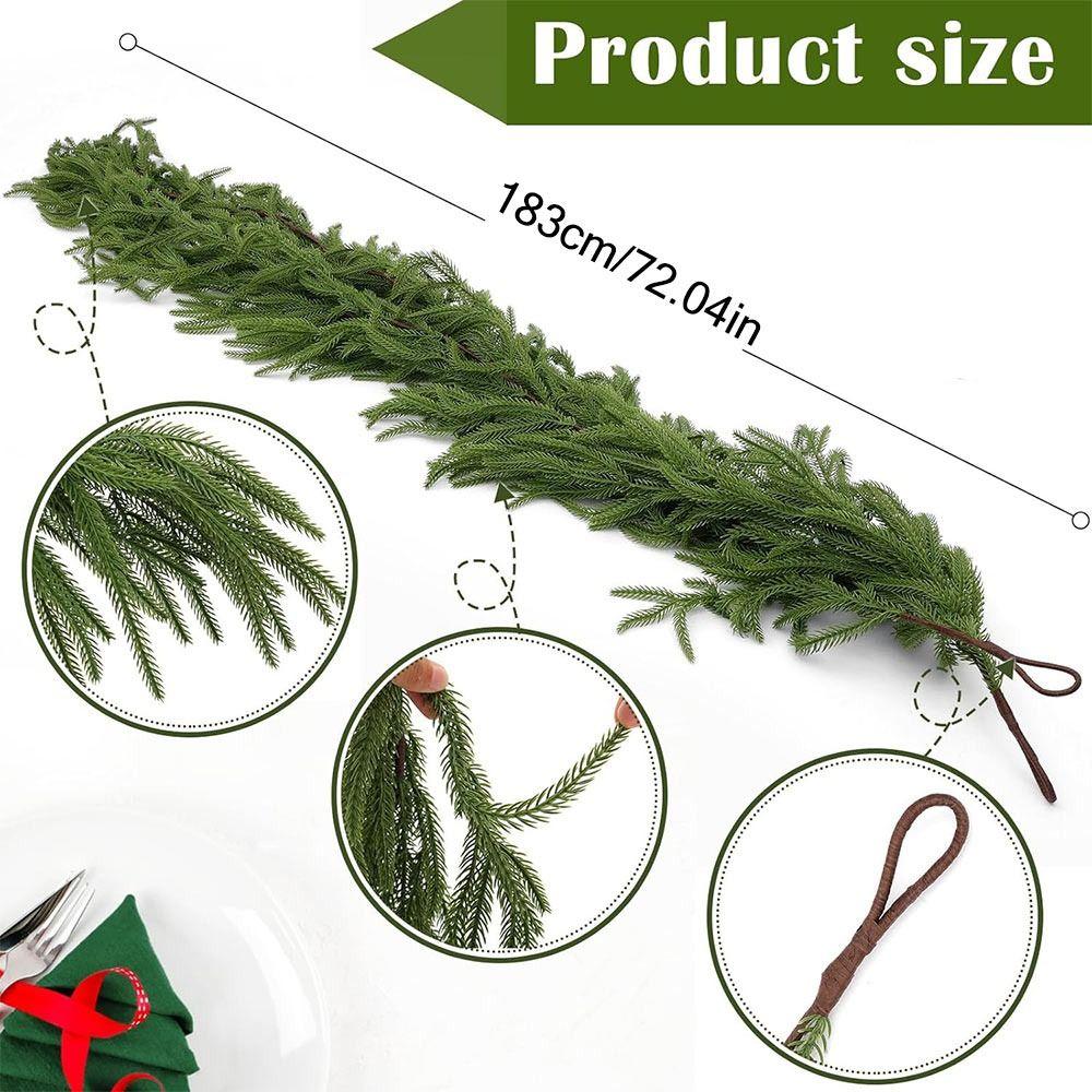 Green Christmas Pine Wreath Fireplace Decoration Cedar Greenery Rattan  Festival Ornament
