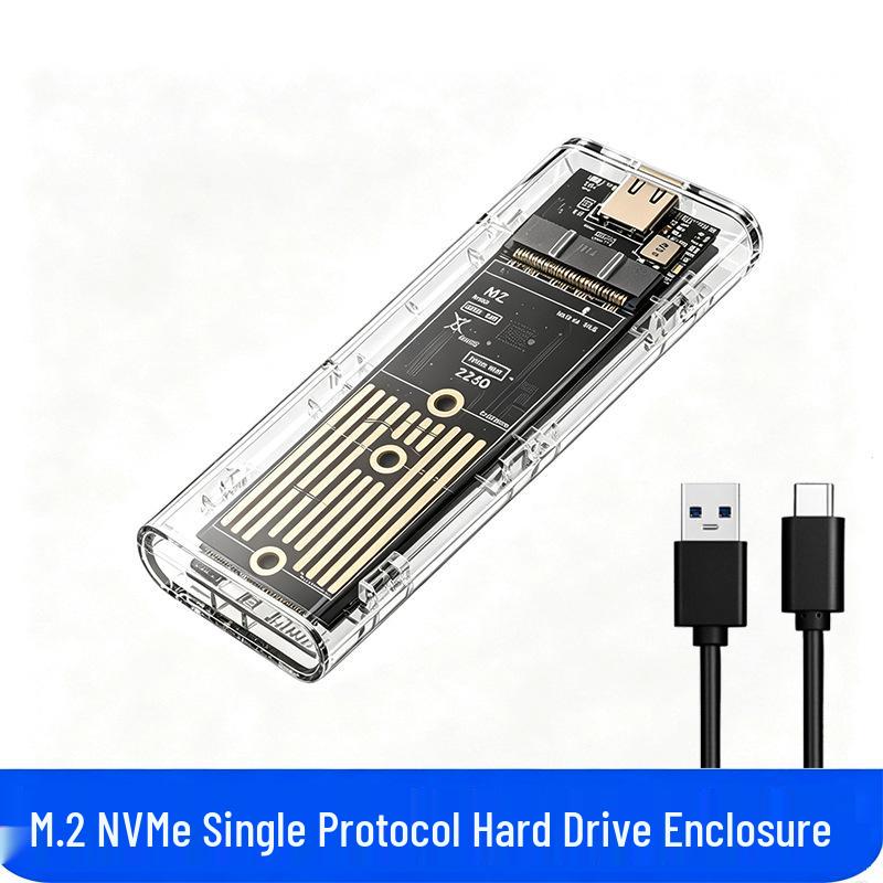 Transparent NVMe M.2 SSD Enclosure, 10Gbps Laptop Mobile Box