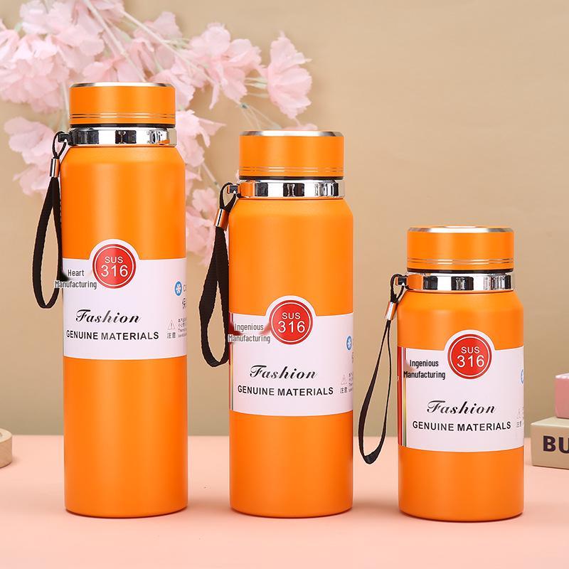 Premium 316 Stainless Steel Portable Sports Thermos with Tea Infuser and Lanyard