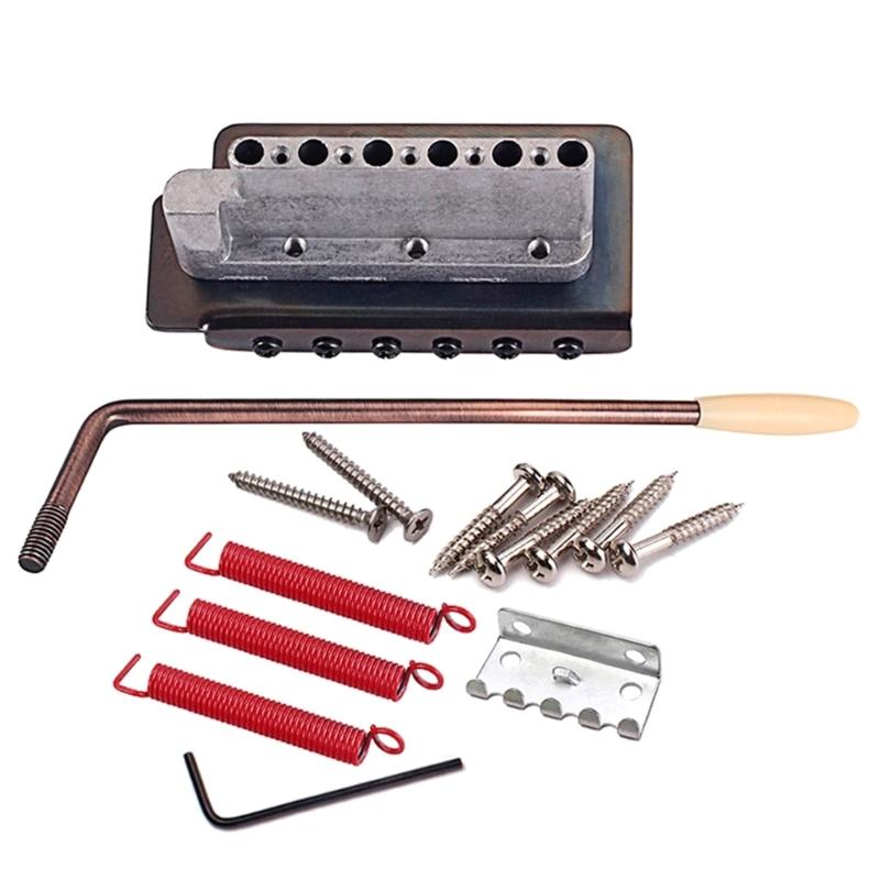

6 String Flat Saddles Single Tremolo Hardtail Bridge System Neck Plate Electric Guitar Part Quick to Installation бронзовий