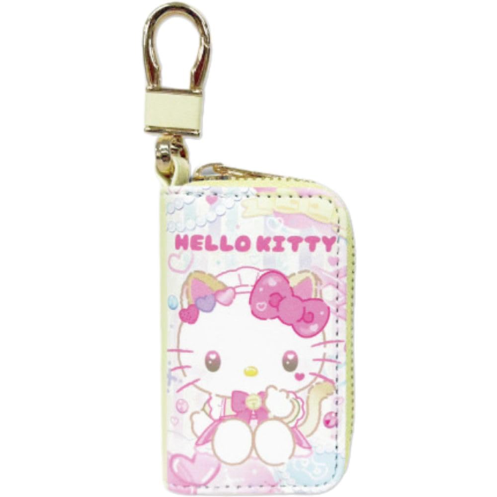 Hatayama Shoji Sanrio Smart Key Case Nekoneko Maid Hello Kitty Calico rotating carabiner Double ring Key storage Character goods Car key compatible