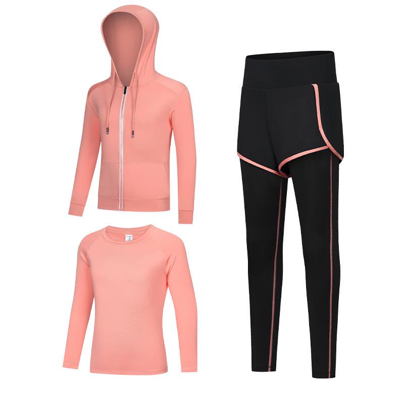 Kids' Quick-Dry Long Sleeve Hooded Yoga Set for Girls - Medium & Large Sizes, Autumn/Winter