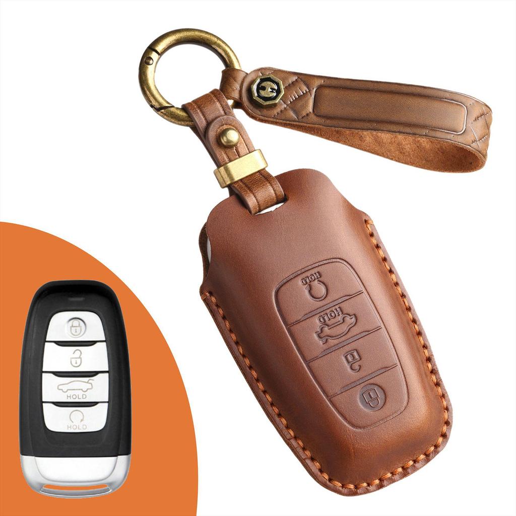 Leder Retro Schlüsselhülle für Hongqi H5/H7 - Handgefertigte Schutzhülle mit Schnalle