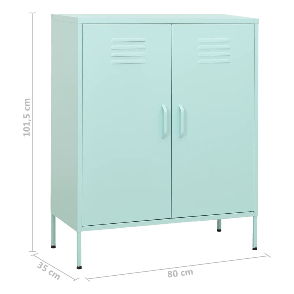 Storage Cabinet Mint Green 80 x 35 x 101.5 cm Steel