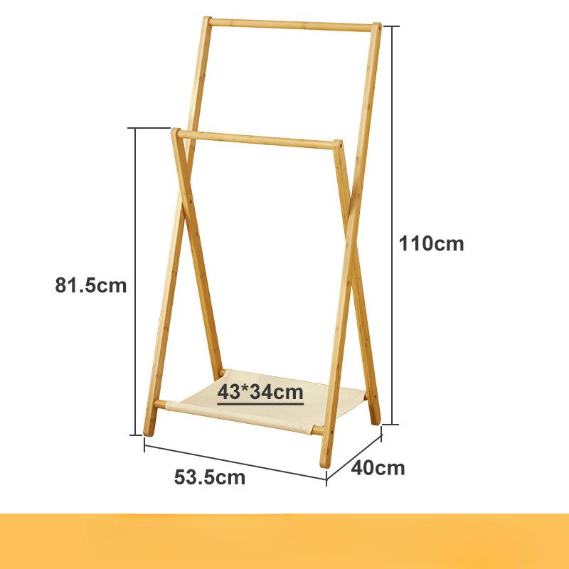Bamboo Clothing Rack Double Hanging Rods Storage Shelf Small Dress up Wardrobe Organizer Open Closet for Costumes
