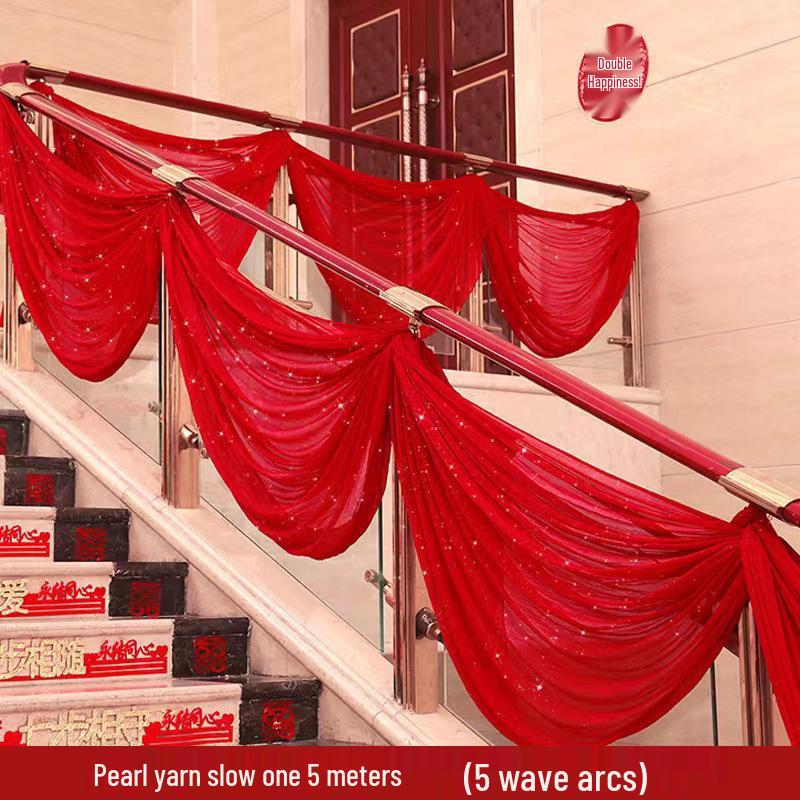 Wedding Stair Railing Flower Bow Decoration Set