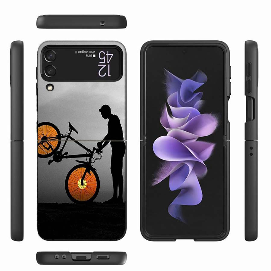 Beautiful Sunset and My Bicycle Phone Case For Samsung Z Flip 6 7 5G Z Flip 5 Galaxy Z Flip 3 4 5G ZFlip Shockproof Hard Cover T