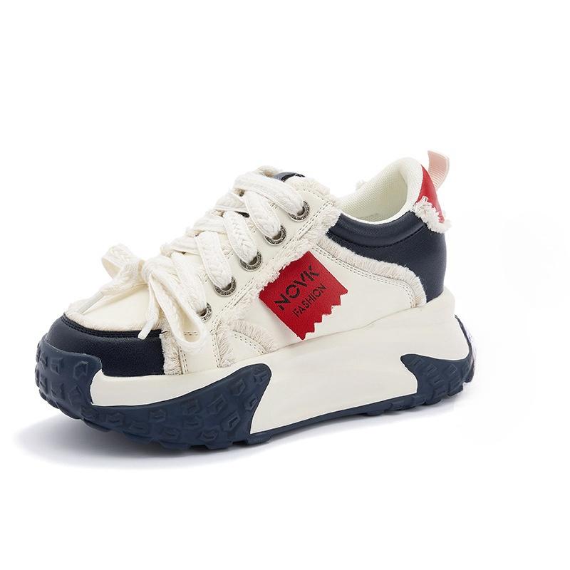 

2025 женские туфли-папы с цветным принтом, женская модная повседневная обувь с толстой подошвой внутри для увеличения женской обуви 33