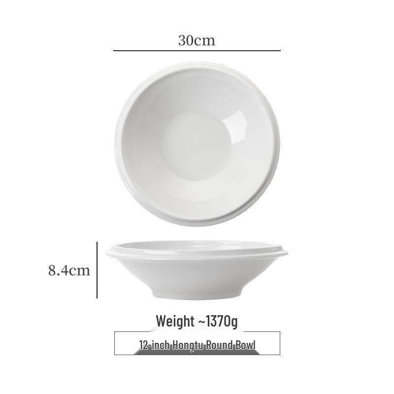 קערת עצם סין עמוקה לבנה אלגנטית: קערת מרק/אטריות/פירות ים למלון ומסעדה - עיצוב לא סדיר ויצירתי