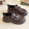 Girls' Non-slip Fashion Leather Shoes with Metal Buckle - Spring & Autumn British Style Casual Princess Shoes 2026