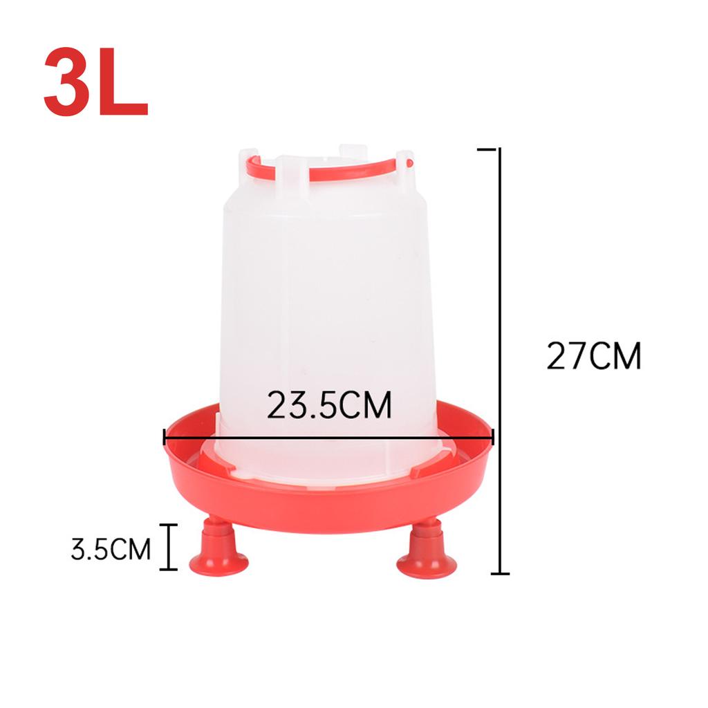 Red 1.5kg/3L Chicken Duck Feeder Bucket With Leg Poultry Food Fountain Chicken Chick Hen Lid Handle Feed Watering Supplies 1Pc