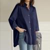 GMXIA Women's Fashion Casual Leisure Solid Color Print Long Sleeve POLO Neck Blouses & Shirts