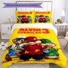 Conjunto de Roupa de Cama 3 Peças Alvin e os Esquilos Capa de Edredom com Fecho Inclui 1 Capa de Edredom & 2 Fronhas, Macio e Confortável para Todas as Estações.