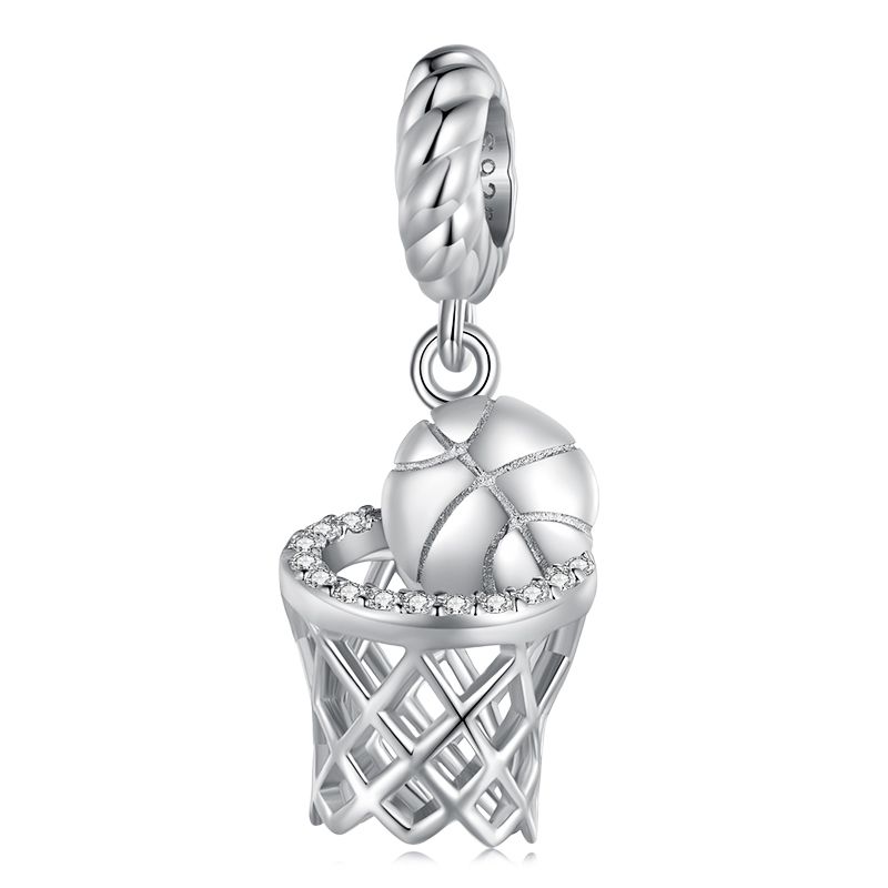 WOSTU 925 Silver Sports Series Pendants Tennis basketball rugby Charms Bead Fit Bracelet DIY Gift for Women Player Fan