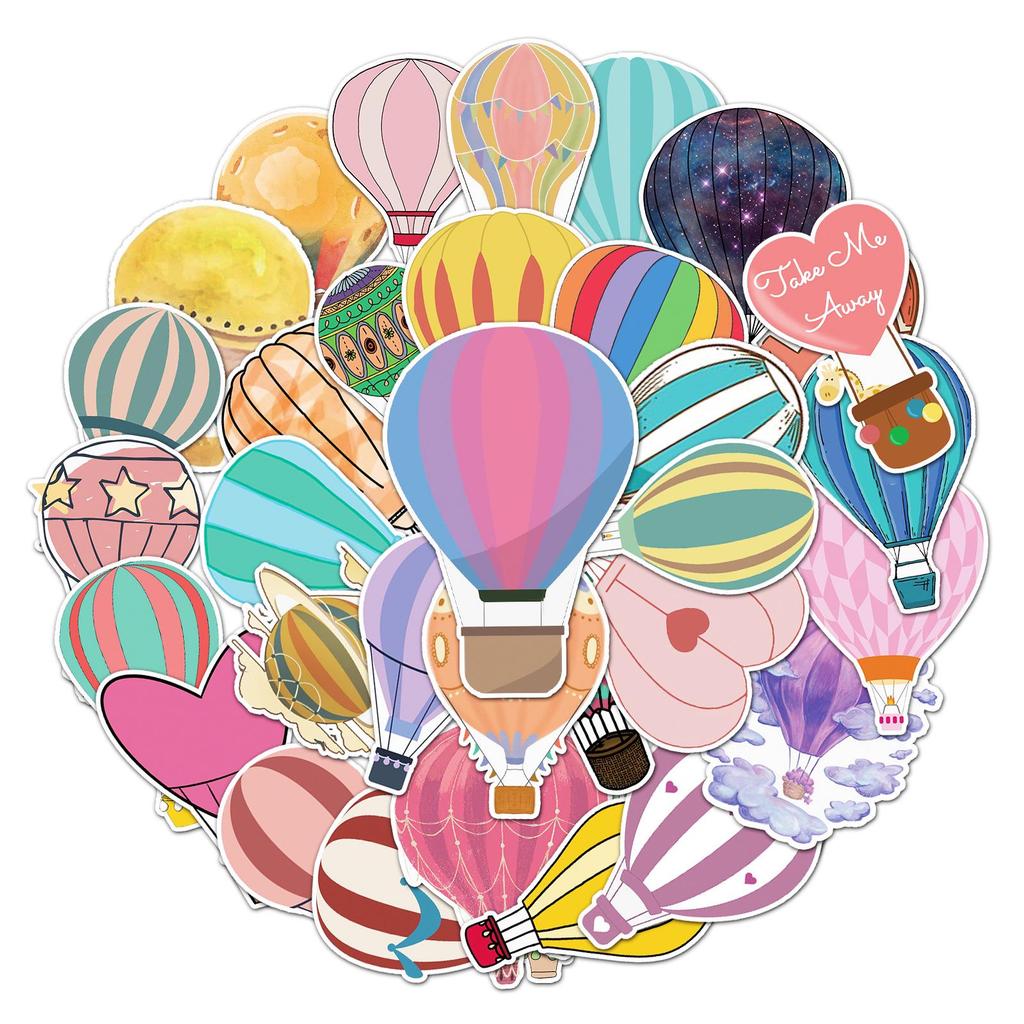 50 Hot Air Balloon Waterproof Travel Stickers for Suitcases & Laptops