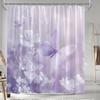 Butterfly Floral Shower Curtain Purple Bathroom Decoration Aesthetic Polyester Waterproof Shower Liner Spring Decor Washable Acc