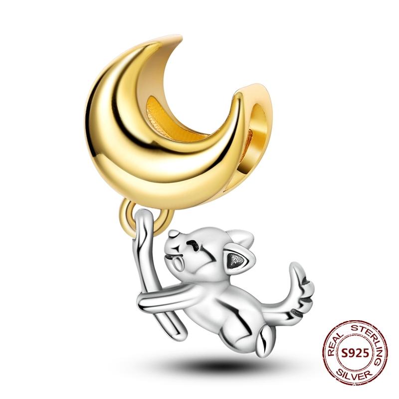 Copper Original Dog Cat Safety Chain Lazy Cat Pink Zircon Pet Paw Print Footprint Charms Fit Bracelet For Women Diy Jewelry