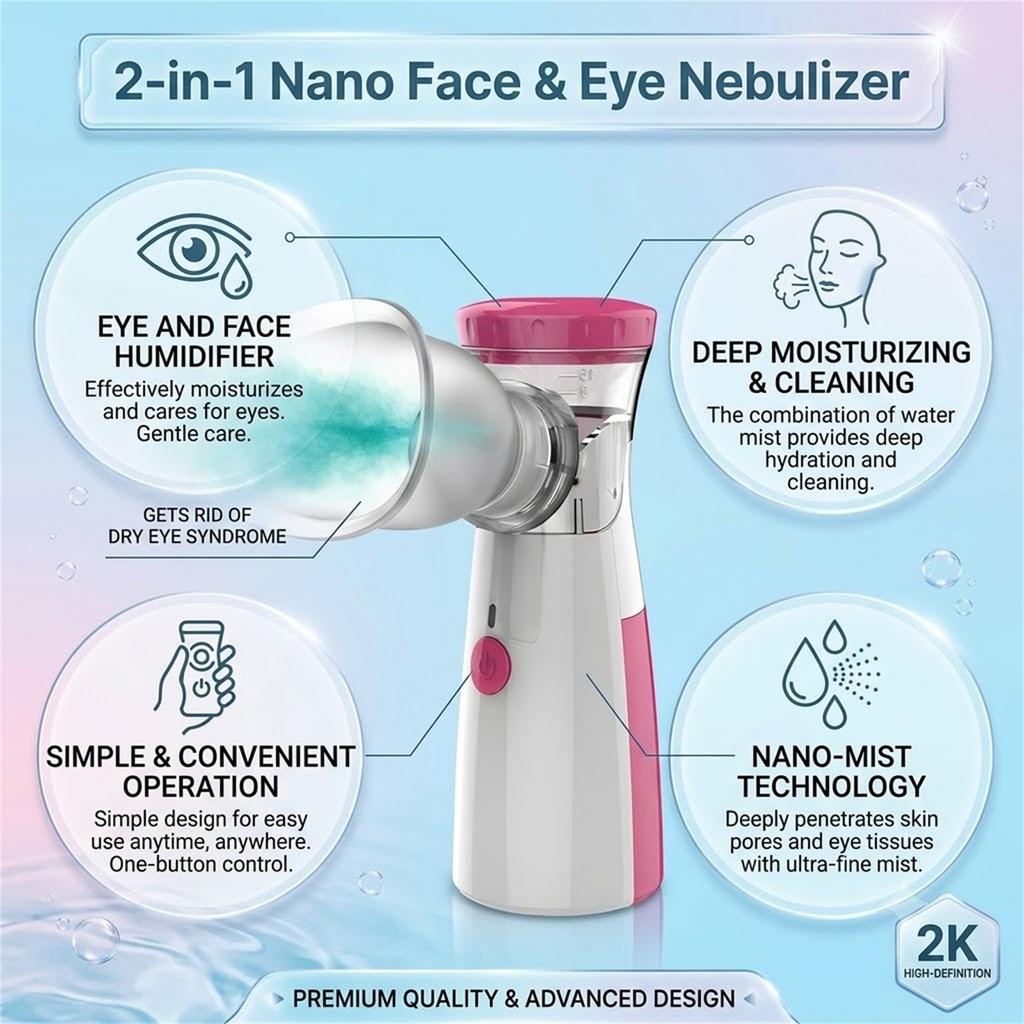 Eye Steam Device Eye Mister for Dry Eye Heated Eye Steam Sprayer for Moisturize Eye Treatment Portable Mini Soothing Steamer Eye Care Relieve Fatigue