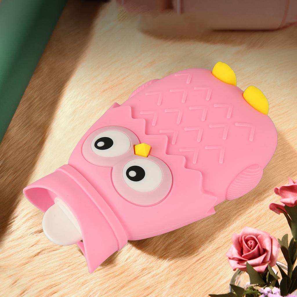 Hot Water Bottle Microwave Hting Silicone Cartoon Injection Hand Warmer Portable Cute Owl Shape 400ml