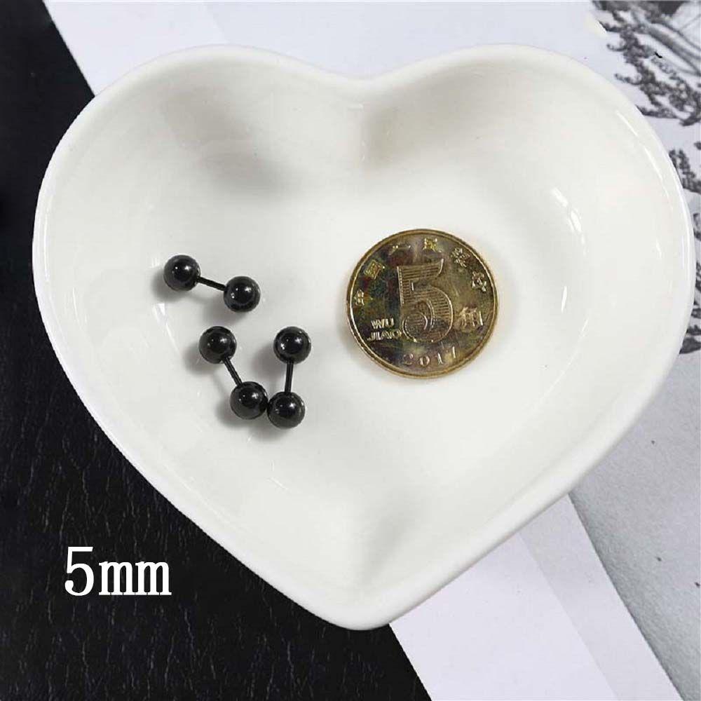 New Unisex Women Gold Black Barbell Earrings Stainless Steel Ball Fashion Jewelry Stud Earrings