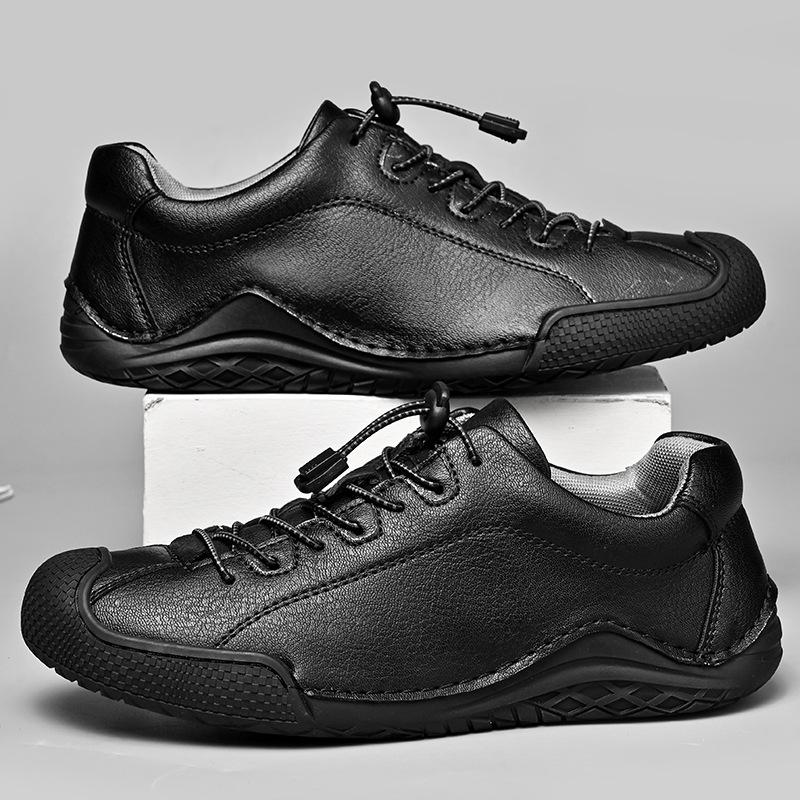Men's shoes four seasons new lightweight large size casual leather shoes retro versatile non-slip shoes low-top shoes hand-sewn