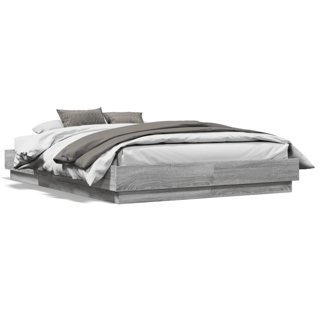Bed Frame Gray Sonoma 120 x 190 cm Particleboard