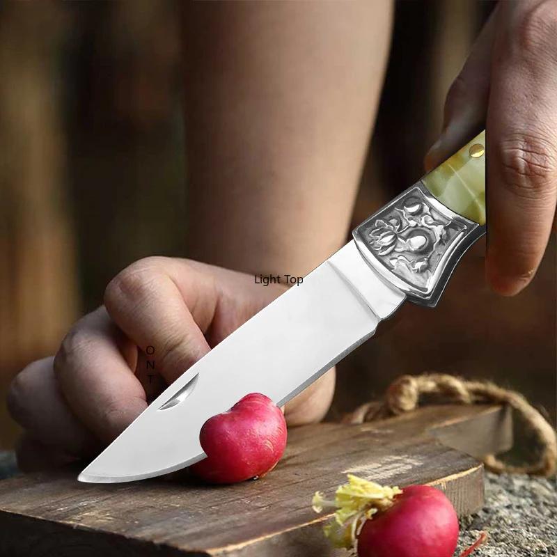 Fruit Pocket Knife Stainless Steel Folding Knife for Kitchen Cooking Chef Knife Portable Utility Knife Keychain Butcher Knife
