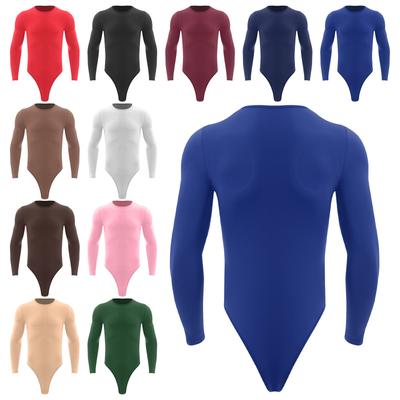 Męski trykot jednoczęściowy z okrągłym dekoltem i długim rękawem, zapinany na zatrzaski, body, modny, casualowy, rozmiar L-XL