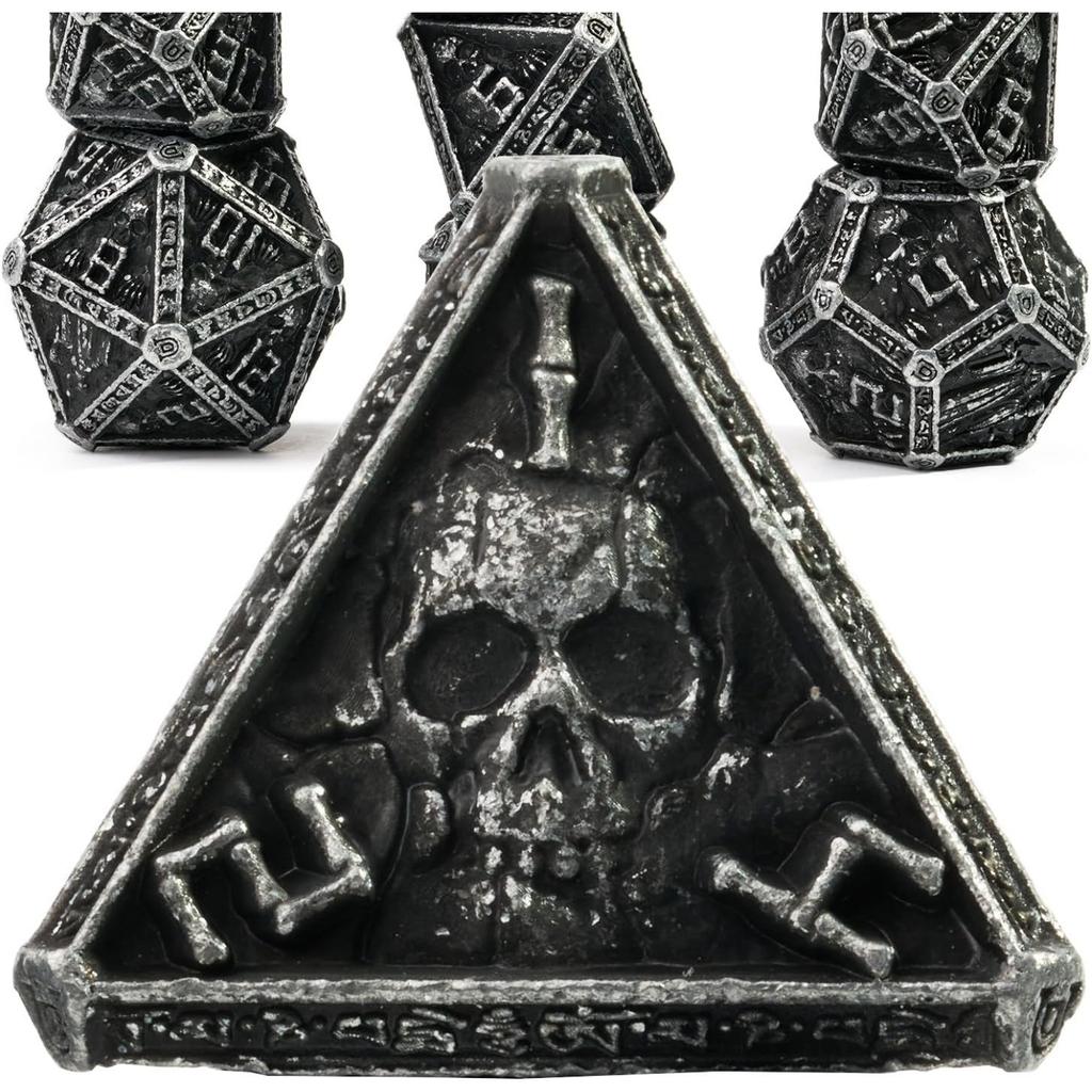 Mystery Skull Metal DND Dice Set for Dungeons and Dragons, Unique Magic RPG Role Playing Game Accessories Gifts