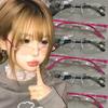 Harajuku Y2K Retro Oval Square Pink Small Frame Glasses Frame Women Anti Blue Light Computer Glasses Vintage Eyeglasses Goggles