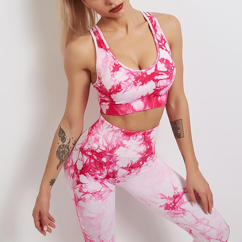 European & American Tie-Dye Seamless High-Waist Tummy Control Yoga Set